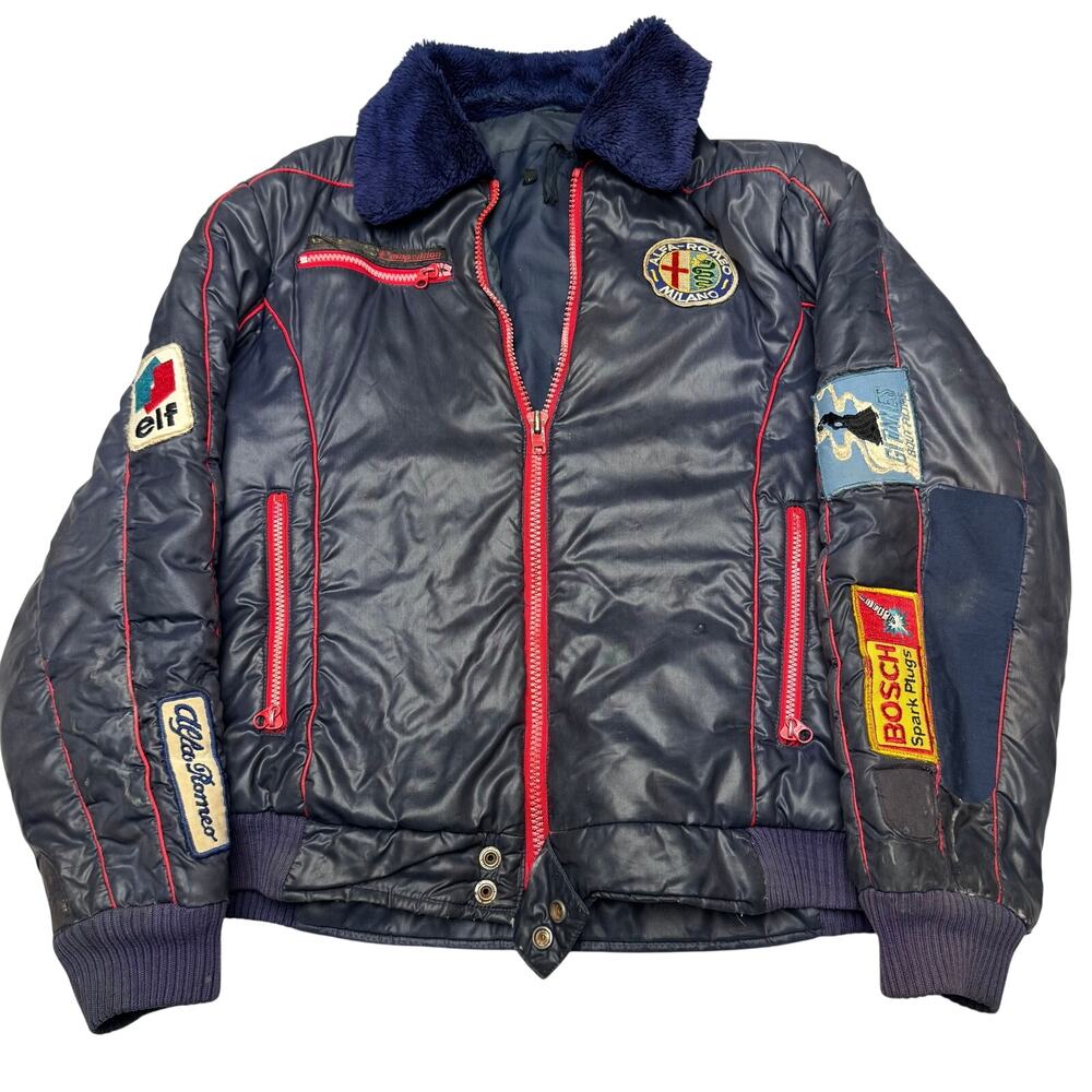 Vintage 90s Alfa Romeo Milano Auto Jacket Men's Medium Race Patch Bomber